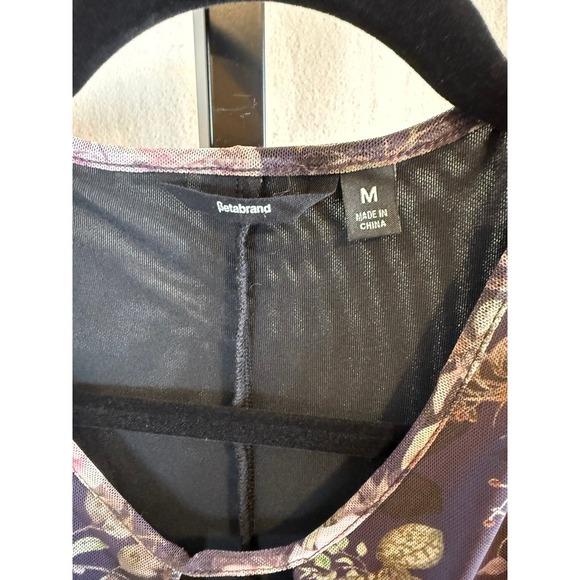 Betabrand Floral Mesh Ruched Midi Dress Women's Size M Dark Romance - Picture 2 of 6